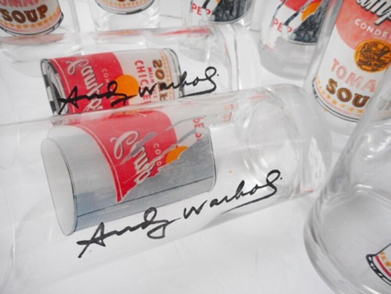 Andy Warhol Soup Can Glasses Vintage Drink Ware Tumblers & Water