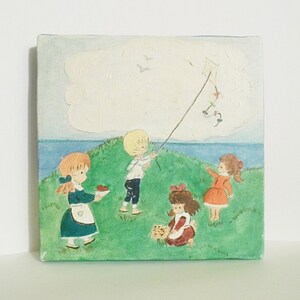 Kids Playing Painting on Canvas Childrens Home Decor Wall Art