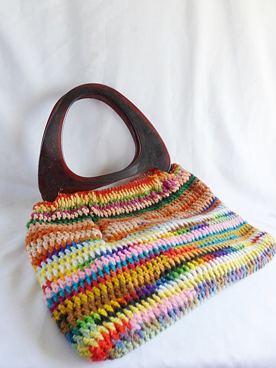 70's Handmade Crocheted Handbag