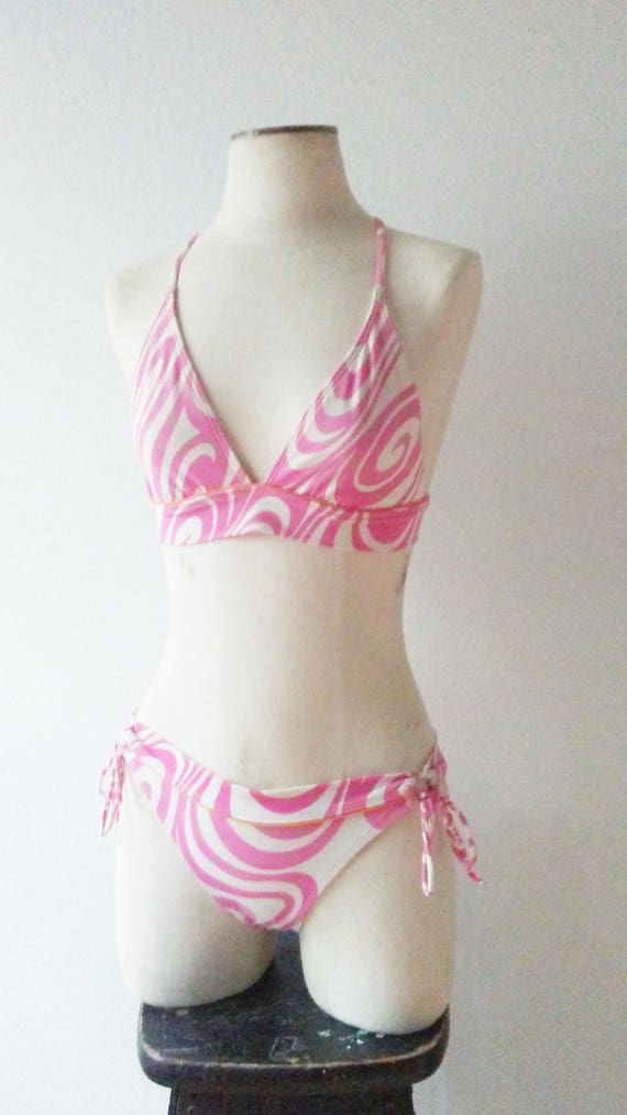 pink and white bikini