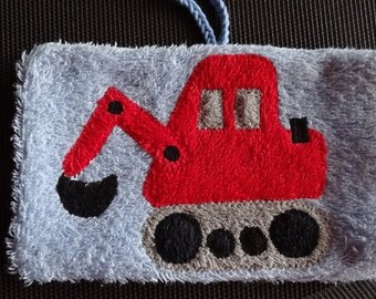 Washcloths red Excavator for children (washing glove)