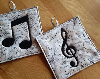 Sheet music + clef potholders