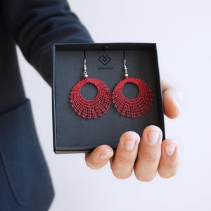Kreis L | Spitzenohrringe Minimalistische Geometrische Spitze Ohrringe | Handgemachter Schmuck aus Idrija Spitze