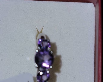 Anillo de piedra preciosa de amatista (tamaño 8) Plata de ley 925