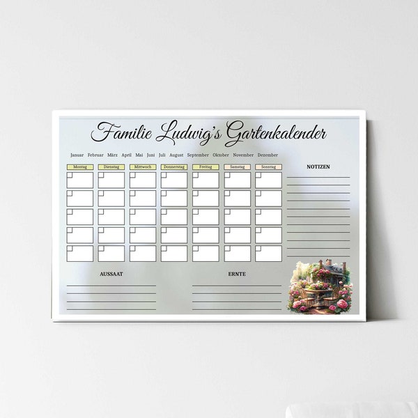 Acrylkalender personalisierbar | Gartenkalender Aussaat und Ernte | Jahreskalender