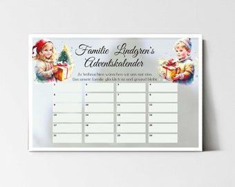 Advent calendar acrylic personalized | Family Christmas calendar to fill out