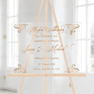 Panneau de mariage en verre acrylique personnalisable panneau de bienvenue transparent décoration de mariage image 1