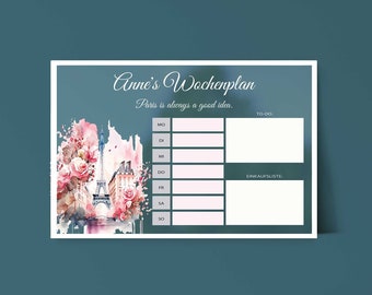 Weekly Planner Paris Acrylic Calendar | Weekly calendar customizable | transparent calendar