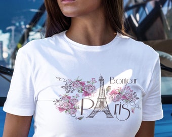 Bonjour Paris T-Shirt | Eiffel Tower Statement Shirt | Gift idea for you | Trip to France
