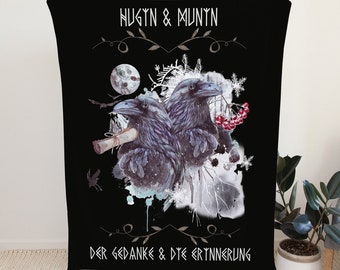 Hugin and Munin Fleece Blanket Odin's Ravens | Blanket | Throw | Cuddly blanket gift idea