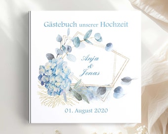 Gästebuch Hochzeit personalisierbar - Hortensie Fotoalbum personalisierbar