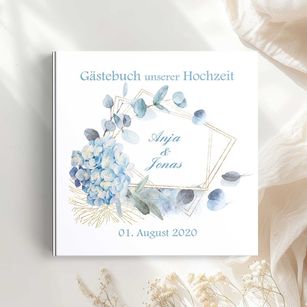 Gästebuch Hochzeit personalisierbar - Hortensie Fotoalbum personalisierbar