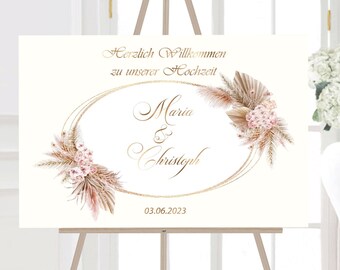 Welcome Sign Boho Wedding Sign Personalized - Canvas and Poster