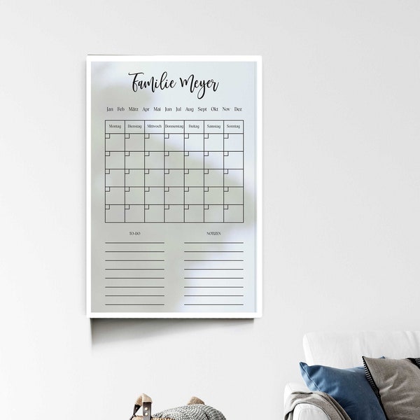 Monascalendar acrylique personnalisable | Calendrier acrylique transparent | Calendrier annuel