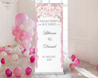 Wedding banner lilac and roses customizable | Welcome to the wedding welcome sign banner for the wedding | Wedding sign