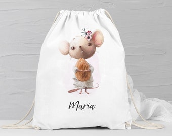 Mouse gym bag customizable with name | Name backpack for children