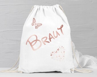 Braut Rucksack JGA Turnbeutel | Tasche Junggesellinnenabschied | Schriftfarbe wählbar