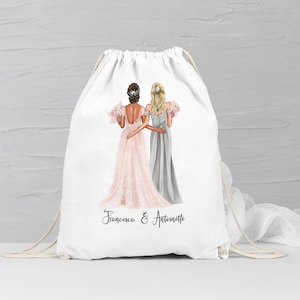 Braut und Trauzeugin Turnbeutel personalisierbar | Trauzeugin Geschenk Rucksack JGA | Junggesellinnenabschied Tasche
