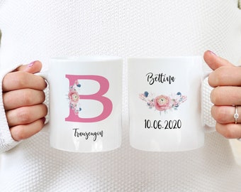 Buchstaben Tasse mit Namen personalisierbar | Trauzeugin Kaffeebecher | Braut Kaffeetasse | Geschenk Trauzeugin fragen