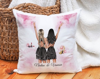 Best friend decorative pillow customizable | Name pillow girlfriends | Pillow with filling | Pillowcase 40x40 | Sister gift