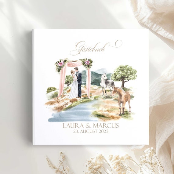 Gästebuch Hochzeit mit Fragen personalisiert | Fotoalbum