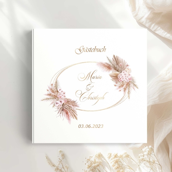 Boho Hochzeitsgästebuch mit Fragen personalisierbar | Gästebuch Hochzeit Album Fotobuch