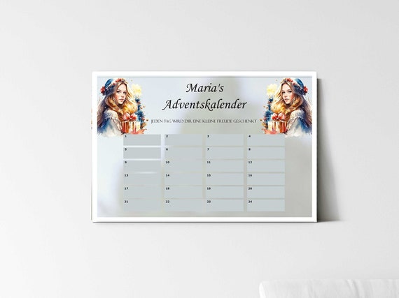 Adventskalender personalisierbar auf transparentem Acryl zum selbst gestalten