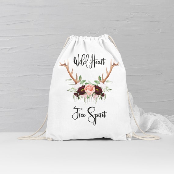 Boho Geweih Turnbeutel | Wild Heart Free Spirit Rucksack | beste Freundin Geschenk