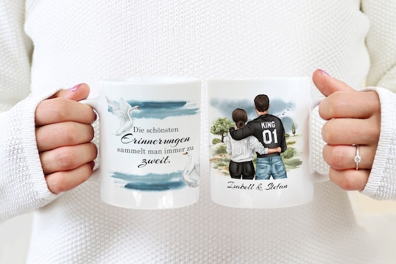 Queen & King Tasse personalisierbar | Paartasse Sie und Er | Kaffeebecher Geschenk für Paare