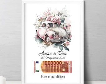 Your first million wedding gift can be personalized | Money Gift Poster | Gift for the bride and groom