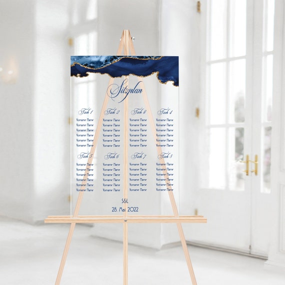 Acrylglas Sitzplan Hochzeitsdeko, personalisierbar