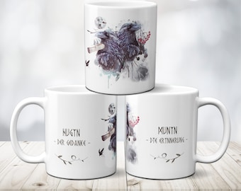 Raven Mug Hugin and Munin | Norse Gods Odin Coffee Mug Gift