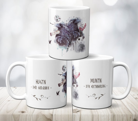 Raben Tasse Hugin und Munin | Nordische Götter Odin Kaffeebecher Geschenk