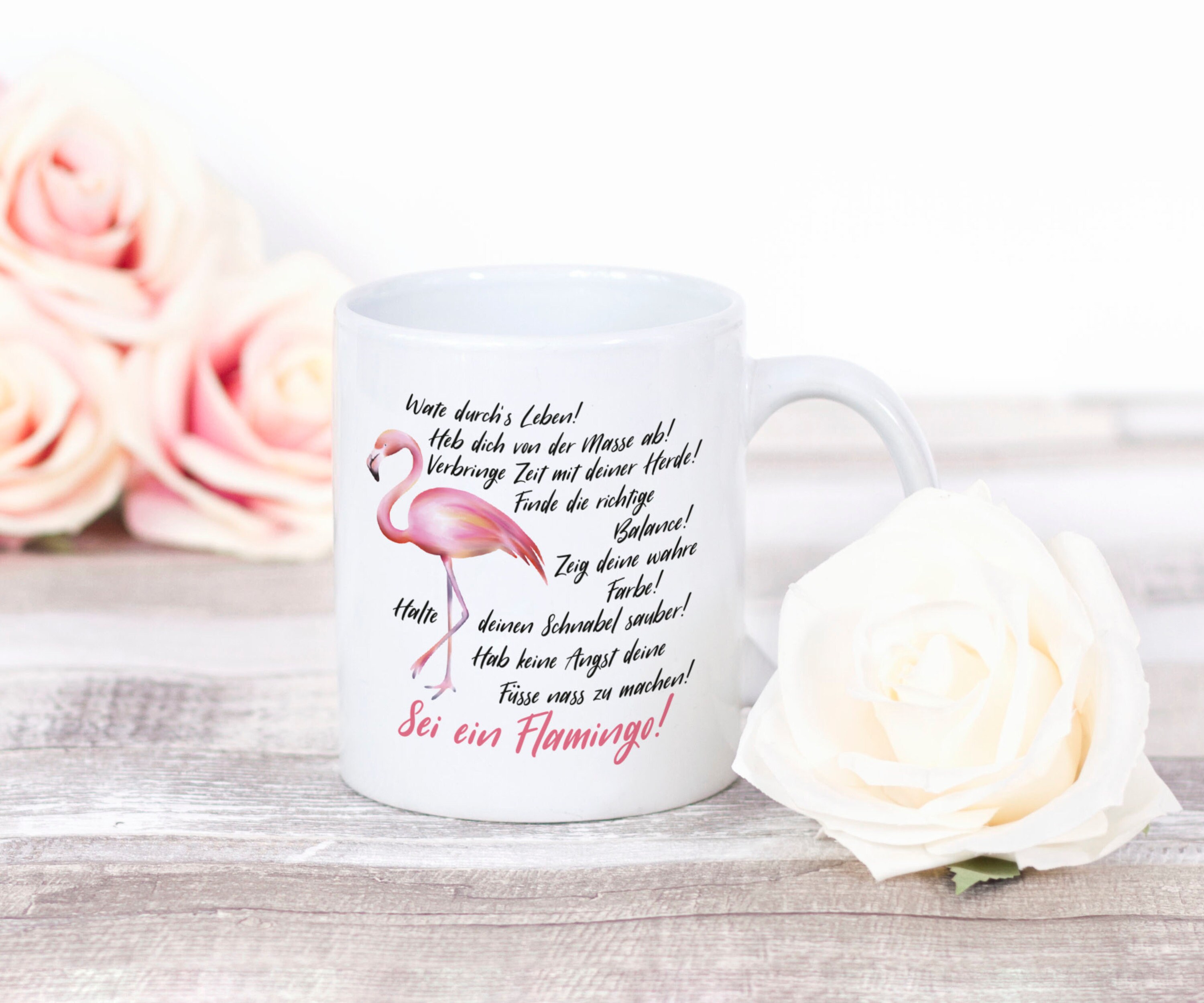 Spruch Tasse, Sei ein Flamingo, Kaffetasse, Geschenk, Kaffeebecher