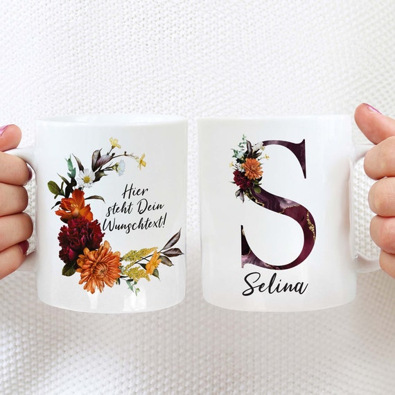 Buchstaben Tasse mit Namen und Wunschtext | Kaffeebecher personalisierbar