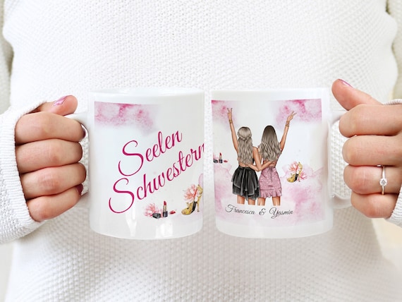 Tasse Seelenschwestern personalisierbar | Beste Freundin Kaffeebecher Geschenk