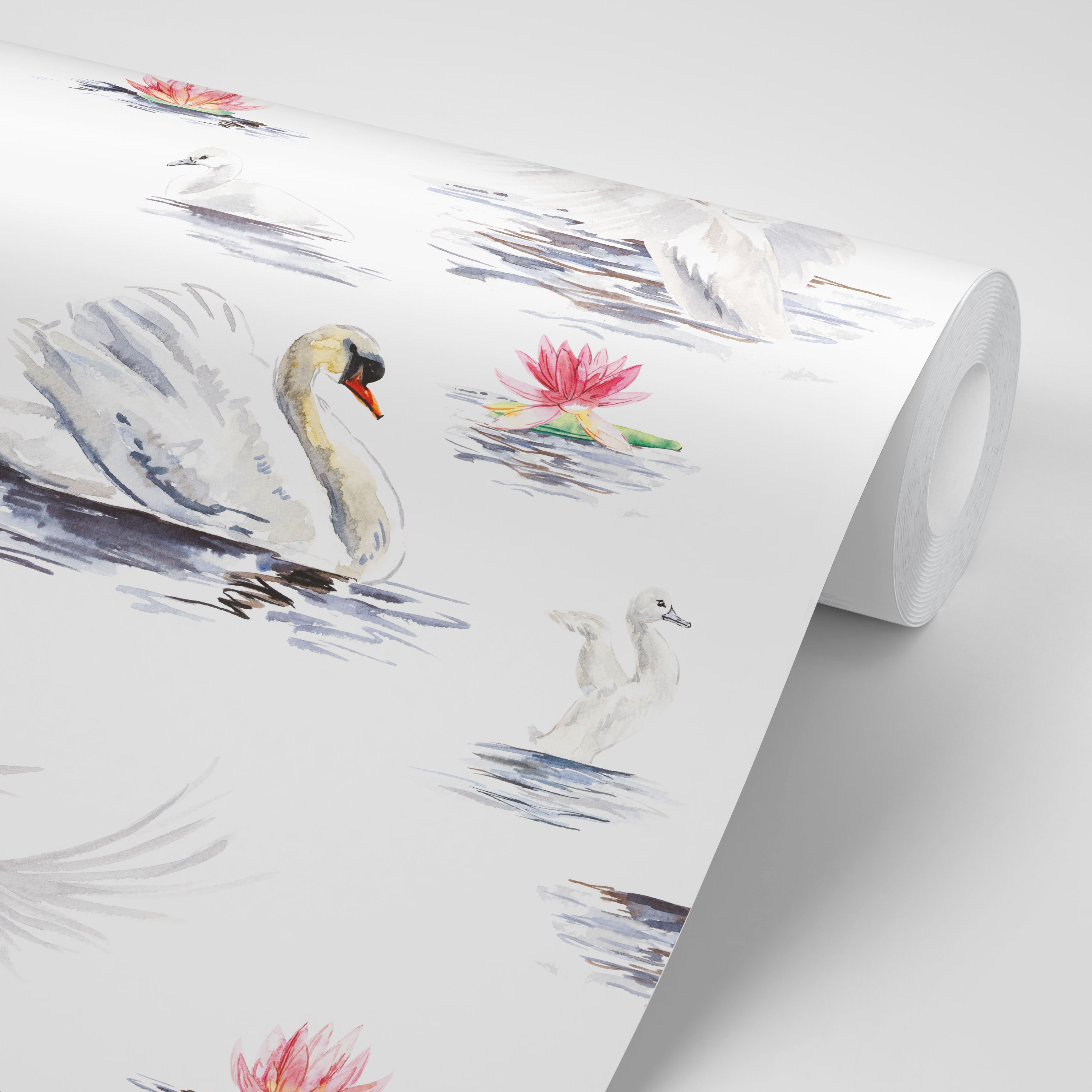 Schwan Tapete, Schwäne Vliestapete, Glattvlies, Badezimmer ...