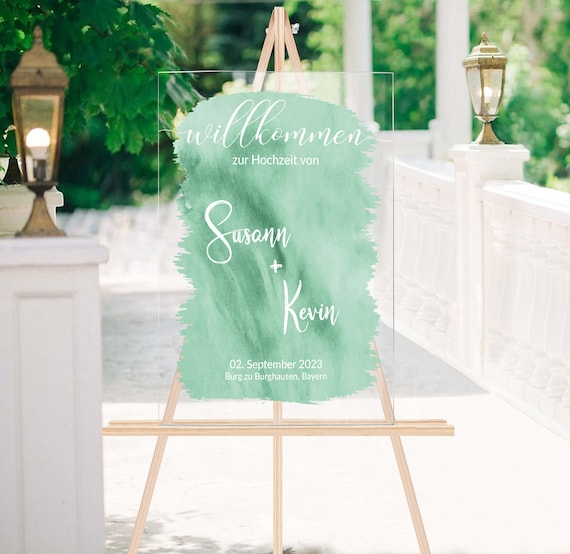 Hochzeitsschild Acrylglas Willkommen zur Hochzeit personalisierbar | verschiedene Farben - Willkommensschild