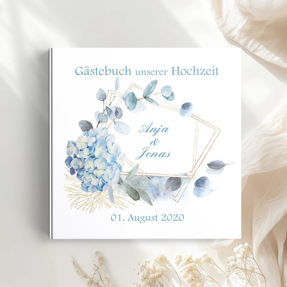 Gästebuch Hochzeit personalisierbar | Hortensie Hochzeitsalbum Fotobuch