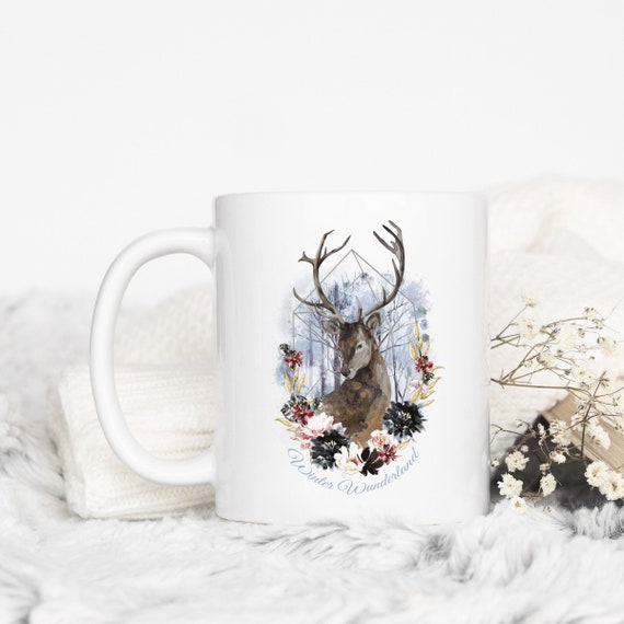 Hirsch Tasse Weihnachten | Rentier Kaffeebecher Winter Wunderland | Geschenk Weihnachten