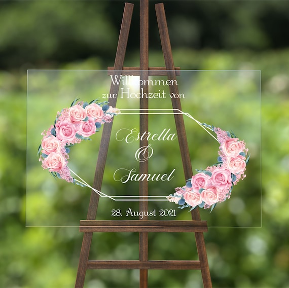 Acrylglas Hochzeitsschild, personalisierte Deko Willkommen zur Hochzeit