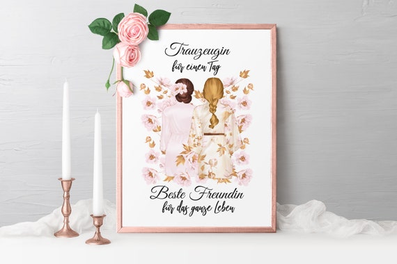 Poster Trauzeugin für einen Tag | Geschenk für die Trauzeugin | Braut und Trauzeugin Bild Geschenk