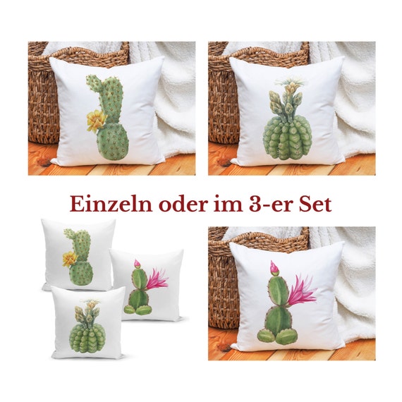 Kaktus Kissen Set | Kakteen Dekokissen mit Füllung