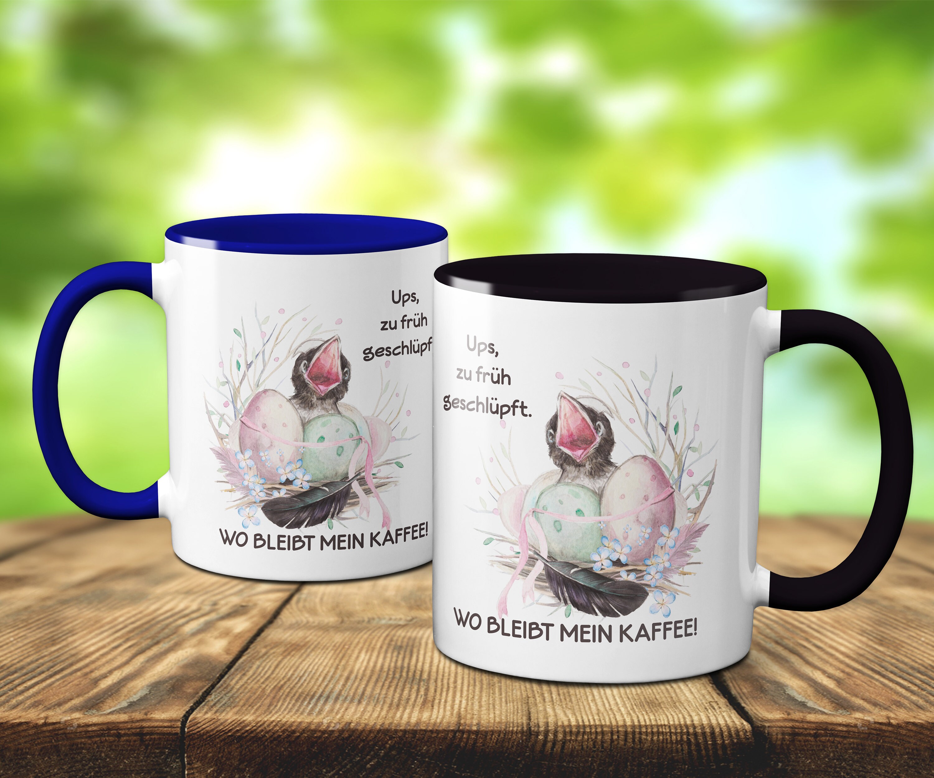 Küken Tasse, Frühaufsteher Kaffeetasse, Sprüche Tasse, süßer Vogel