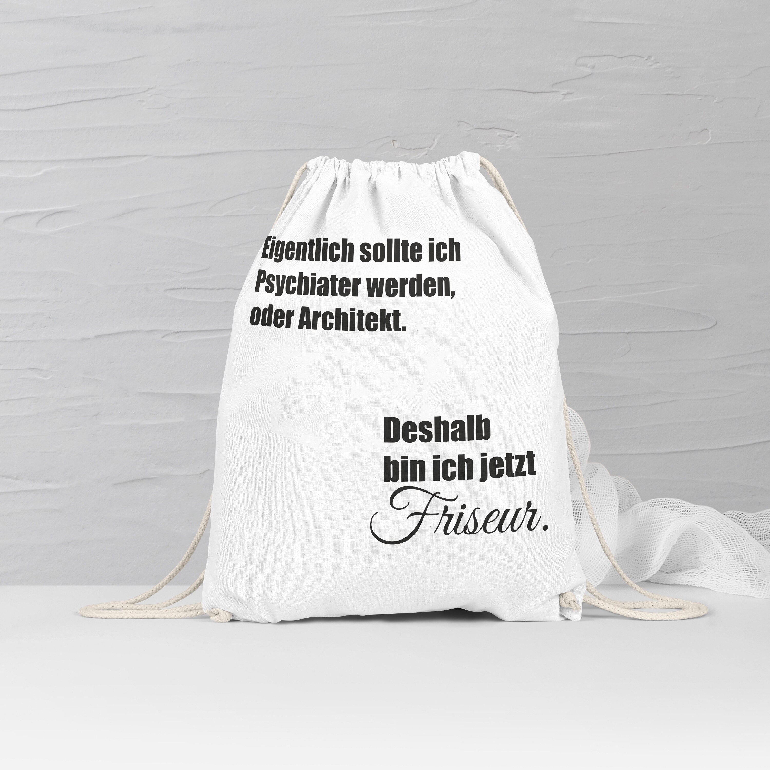 Turnbeutel, Rucksack, Friseur Tasche, Sporttasche, Berufe, Sprüche