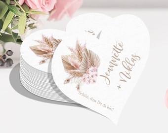 Personalized heart beer mat | Boho Heart Coasters | Wedding table decoration