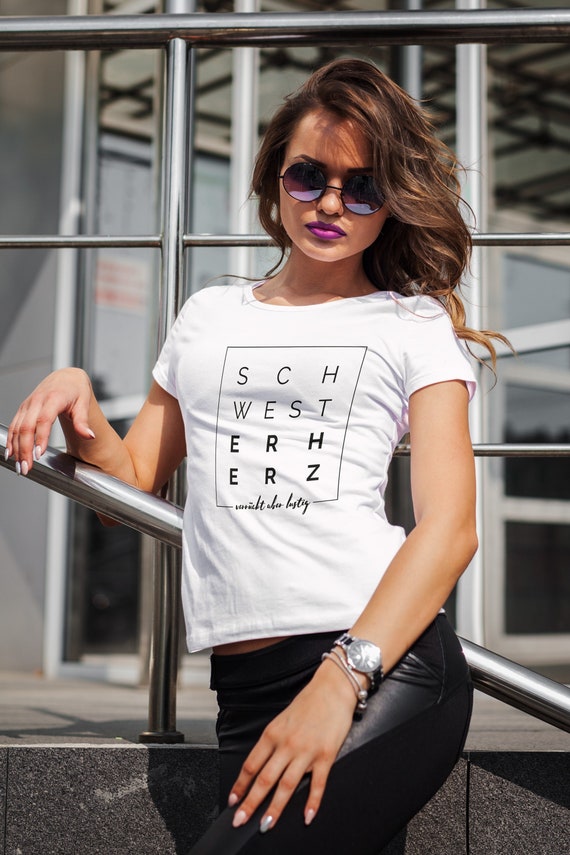 Damen T-Shirt Schwesterherz | beste Schwester der Welt | Spruch T-Shirt für Frauen | Geschenk