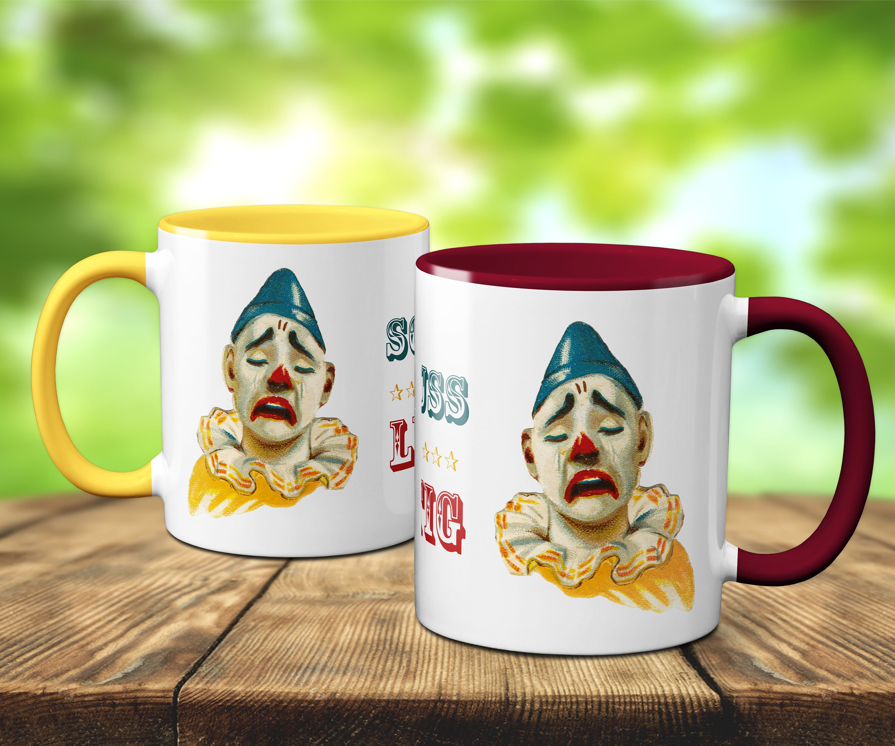 Clown Tasse, Zirkus Tasse, Kaffeebecher, Kaffeetasse, Geschenk, Teetasse, Sprüche Tasse, Schluss