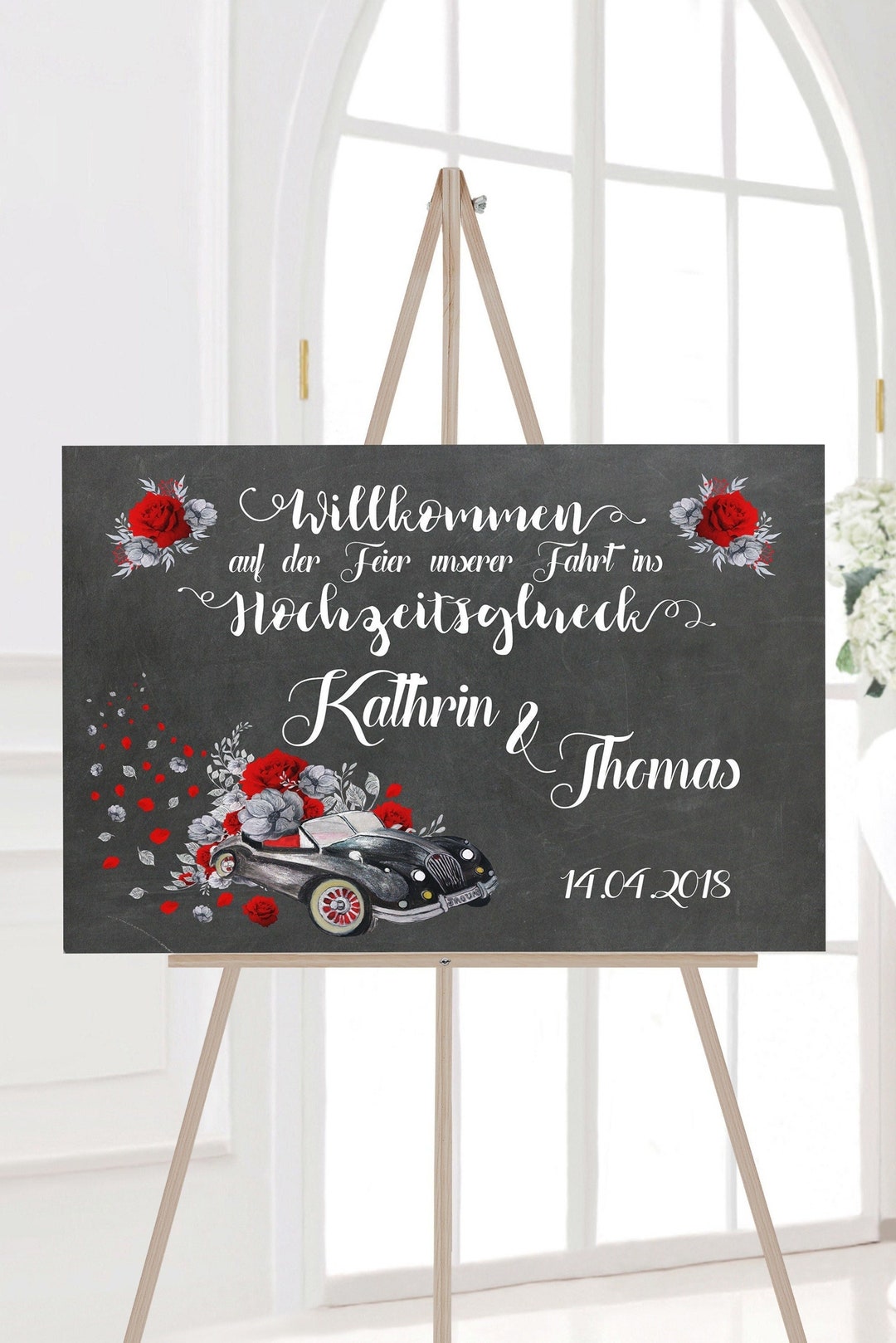 Fahrt ins Glück Hochzeitsschild personalisierbar Hochzeitsdeko
