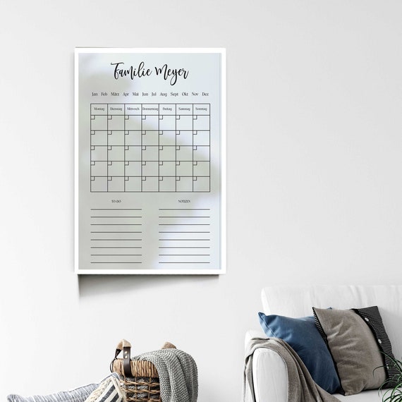 Acryl-Monaskalender personalisierbar | Acrylkalender transparent | Jahreskalender